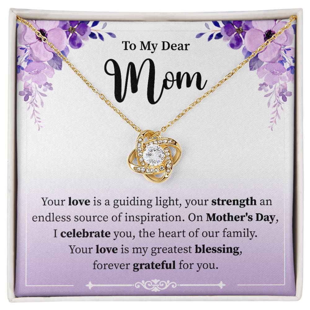 To My Dear Mom | Purple Floral | Love Knot Necklace