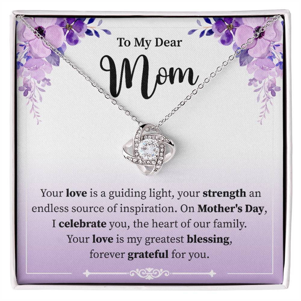 To My Dear Mom | Purple Floral | Love Knot Necklace