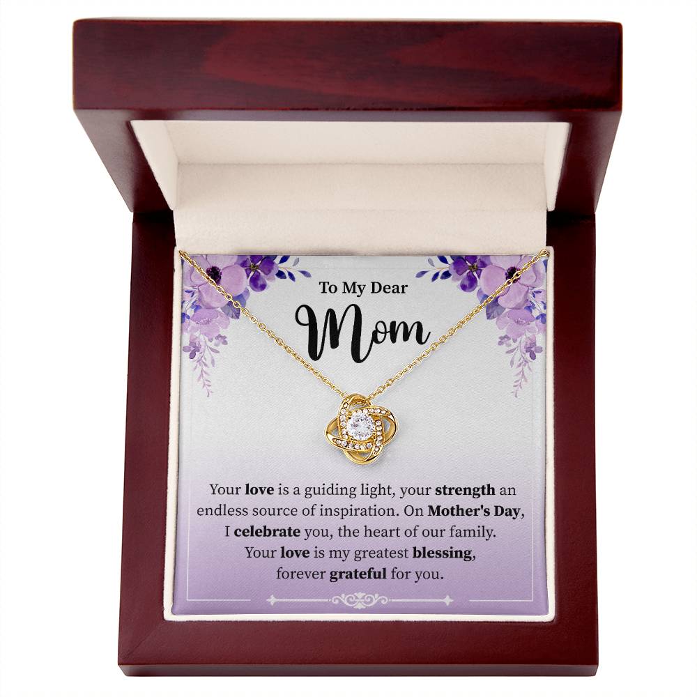 To My Dear Mom | Purple Floral | Love Knot Necklace